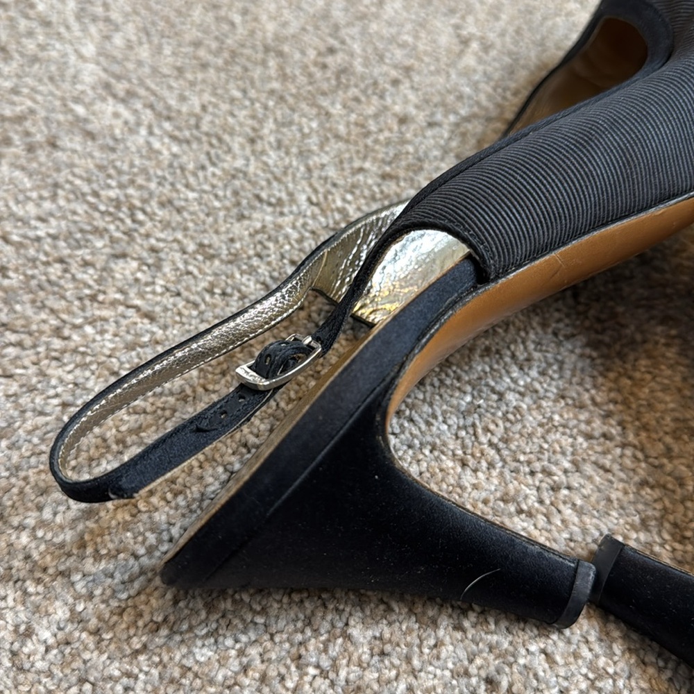 Salvatore Ferragamo | Vintage Sling Back Kitten Heels Pumps in Black Size 9 AA - Picture 8 of 13